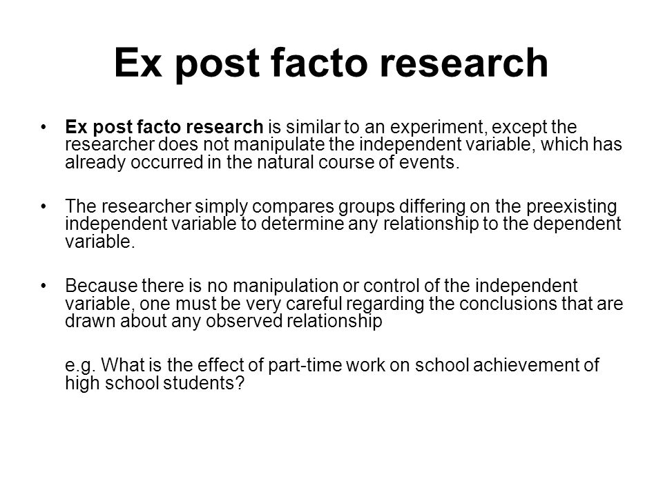 ex post facto research thesis